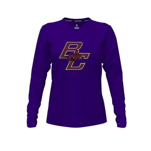 [CUS-DFW-TEES-CMF-VNK-LSL-PUR-FYXS-LOGO2] Comfort T-Shirt (Female Youth XS, Purple, V Neck, Logo 2, Long Sleeve)