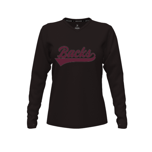 [CUS-DFW-TEES-PER-VNK-LSL-BLK-FYXS-LOGO3] Performance T-Shirt (Female Youth XS, Black, V Neck, Logo 3, Long Sleeve)