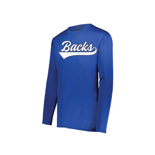 [222823.060.S-LOGO1] Youth LS Smooth Sport Shirt (Youth S, Royal, Logo 1)