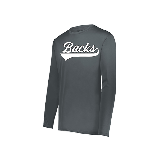 [222823.059.S-LOGO1] Youth LS Smooth Sport Shirt (Youth S, Gray, Logo 1)
