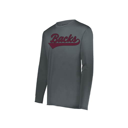 [222823.059.S-LOGO3] Youth LS Smooth Sport Shirt (Youth S, Gray, Logo 3)