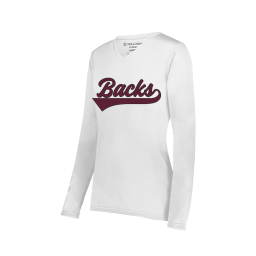 [222824.005.S-LOGO3] Ladies LS Smooth Sport Shirt (Female Adult S, White, Logo 3)
