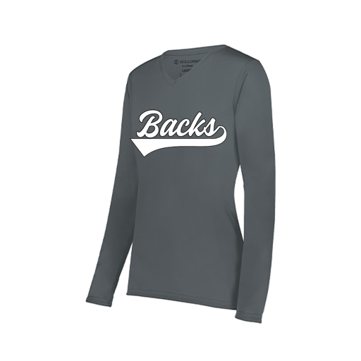 [222824.059.S-LOGO1] Ladies LS Smooth Sport Shirt (Female Adult S, Gray, Logo 1)